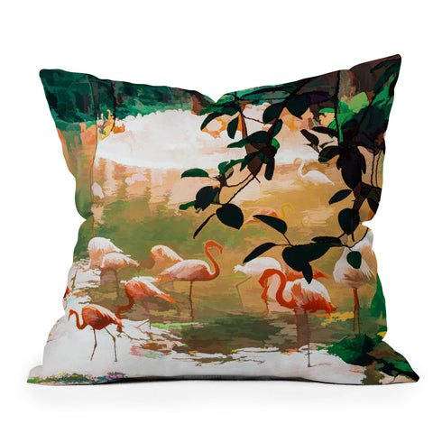 83 Oranges Flamingo Sighting Jungle Nature Outdoor Throw Pillow