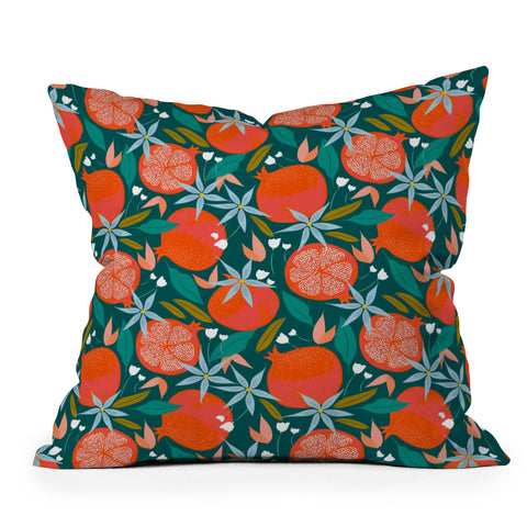 83 Oranges Summer Pomegranate Outdoor Throw Pillow