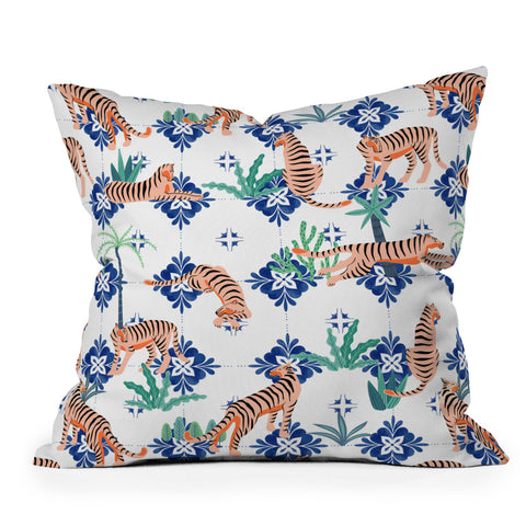 83 Oranges Tigers in Morocco Outdoor Throw Pillow