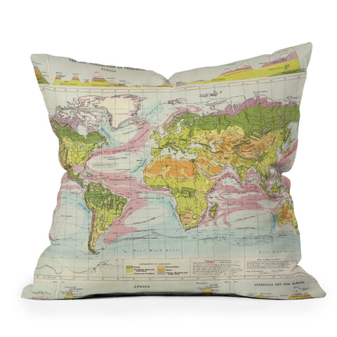 Adam Shaw World Map of Mother Nature Outdoor Throw Pillow