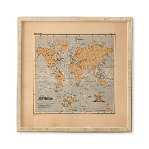 Adam Shaw World Map with Ocean Currents Framed Wall Art
