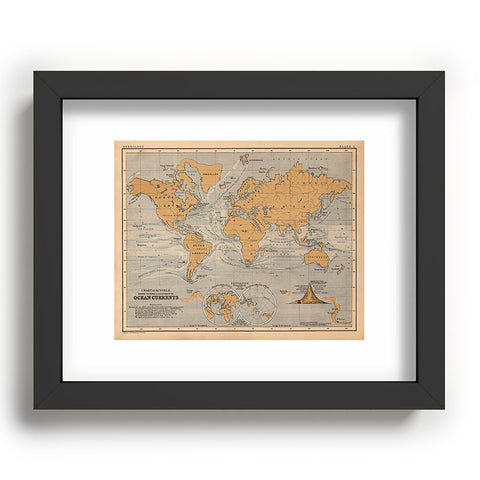 Adam Shaw World Map with Ocean Currents Recessed Framing Rectangle