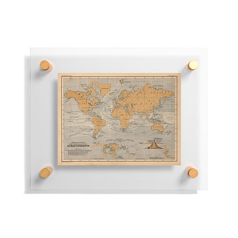 Adam Shaw World Map with Ocean Currents Floating Acrylic Print