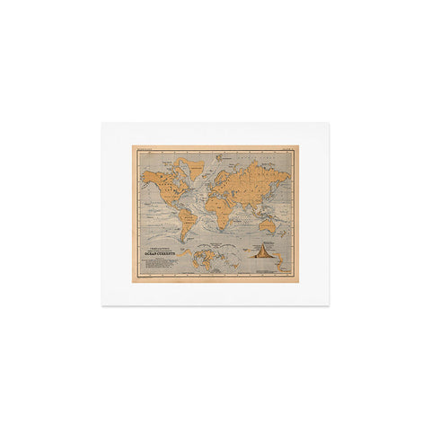 Adam Shaw World Map with Ocean Currents Art Print