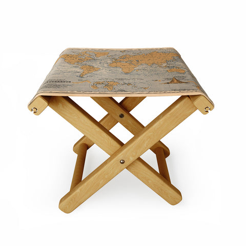 Adam Shaw World Map with Ocean Currents Folding Stool