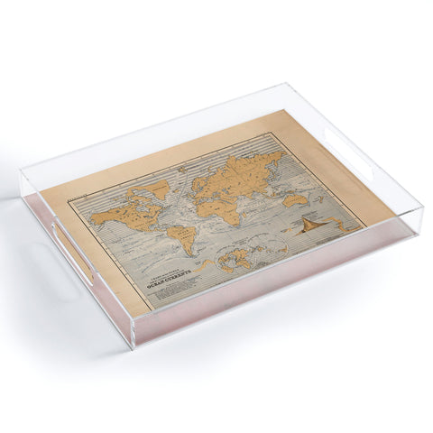 Adam Shaw World Map with Ocean Currents Acrylic Tray