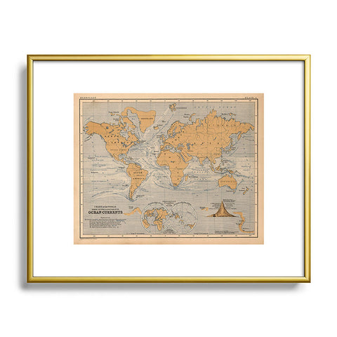 Adam Shaw World Map with Ocean Currents Metal Framed Art Print