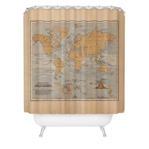 Adam Shaw World Map with Ocean Currents Shower Curtain