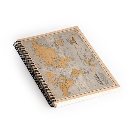 Adam Shaw World Map with Ocean Currents Spiral Notebook
