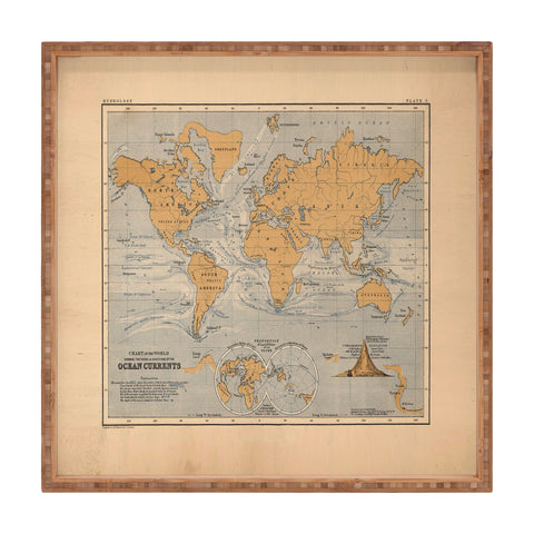 Adam Shaw World Map with Ocean Currents Square Tray