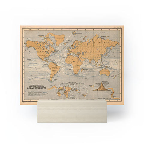 Adam Shaw World Map with Ocean Currents Mini Art Print