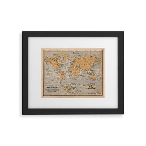 Adam Shaw World Map with Ocean Currents Framed Art Print
