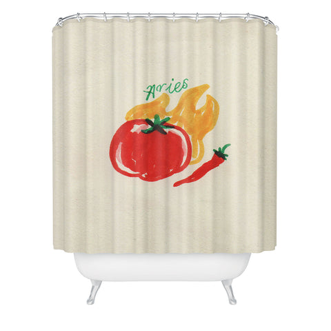 adrianne aries tomato Shower Curtain