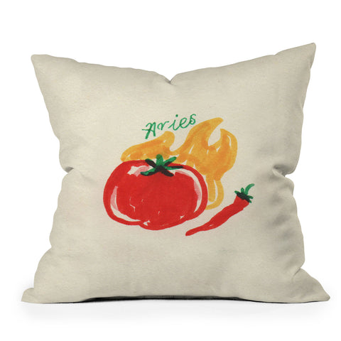 adrianne aries tomato Throw Pillow