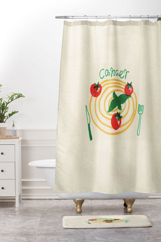 adrianne cancer tomato Shower Curtain And Mat