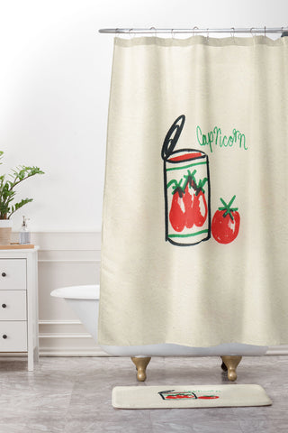 adrianne capricorn tomato Shower Curtain And Mat
