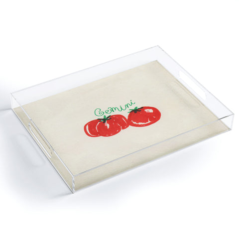adrianne gemini tomato Acrylic Tray