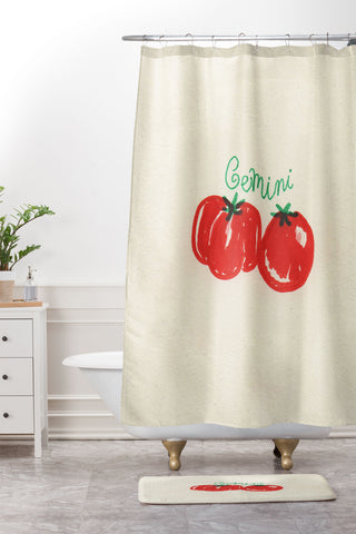 adrianne gemini tomato Shower Curtain And Mat