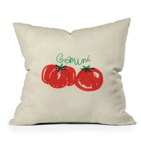 adrianne gemini tomato Throw Pillow