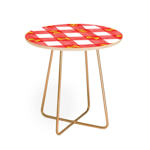 adrianne Gingham Pasta Round Side Table