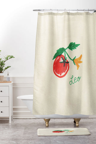 adrianne leo tomato Shower Curtain And Mat