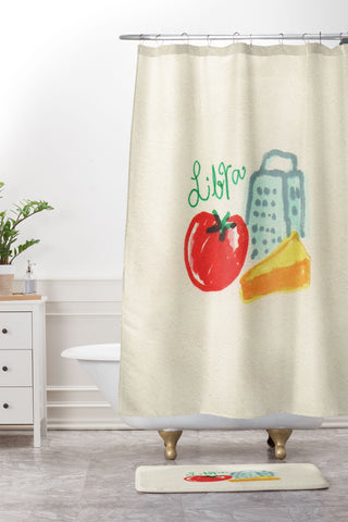 adrianne libra tomato Shower Curtain And Mat