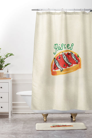 adrianne pisces tomato Shower Curtain And Mat