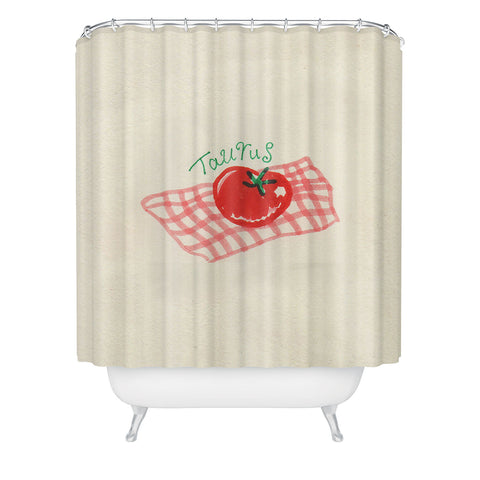 adrianne taurus tomato Shower Curtain