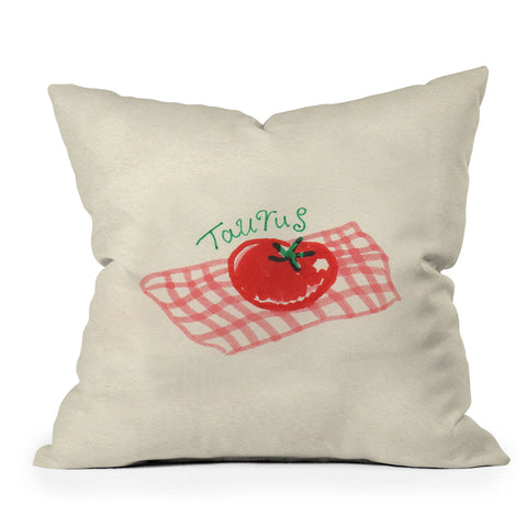 adrianne taurus tomato Throw Pillow