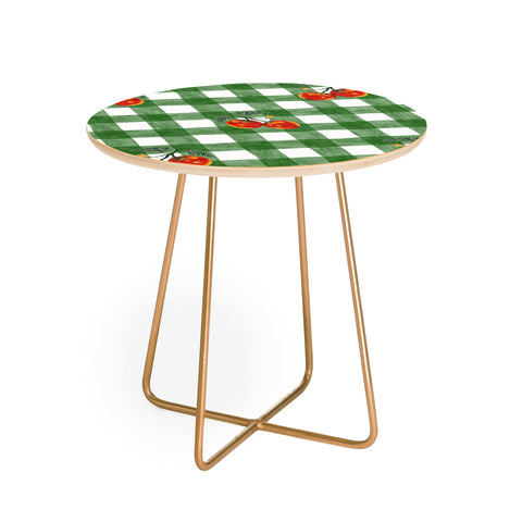 adrianne Tomato Gingham Round Side Table