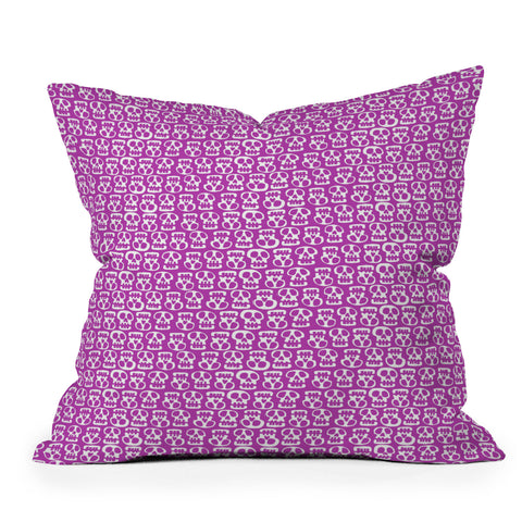 Aimee St Hill Skulls Purple Outdoor Throw Pillow