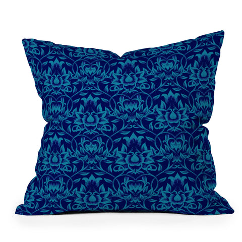 Aimee St Hill Vine Blue Outdoor Throw Pillow