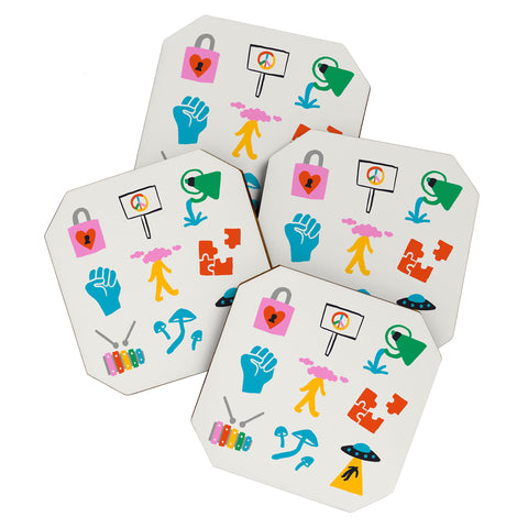 Aley Wild Aquarius Emoji Coaster Set