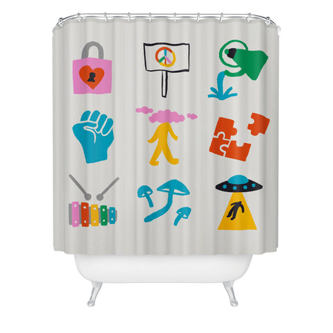 Aley Wild Aquarius Emoji Shower Curtain