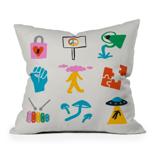 Aley Wild Aquarius Emoji Throw Pillow