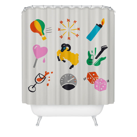 Aley Wild Aries Emoji Shower Curtain