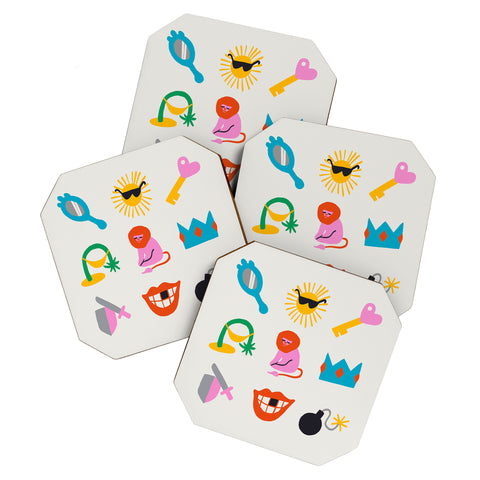 Aley Wild Leo Emoji Coaster Set