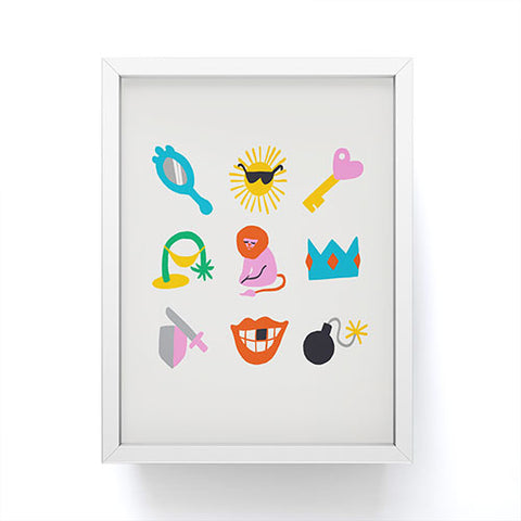 Aley Wild Leo Emoji Framed Mini Art Print