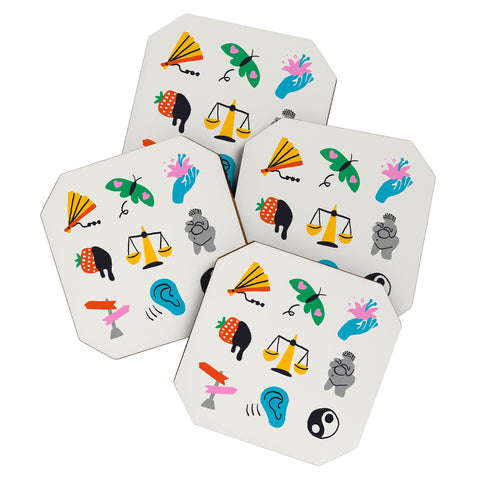 Aley Wild Libra Emoji Coaster Set