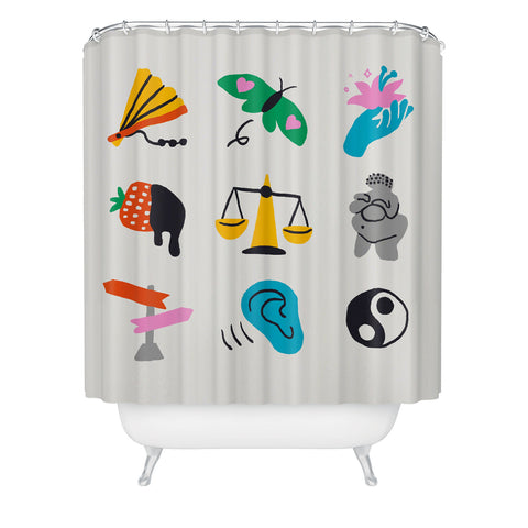 Aley Wild Libra Emoji Shower Curtain