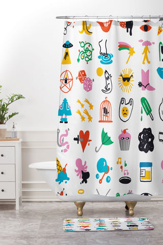 Aley Wild Relevant Symbols Shower Curtain And Mat