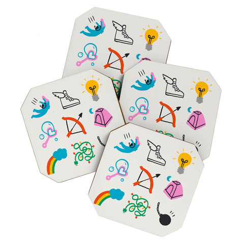 Aley Wild Sagittarius Emoji Coaster Set