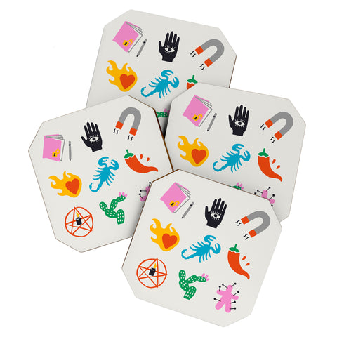 Aley Wild Scorpio Emoji Coaster Set