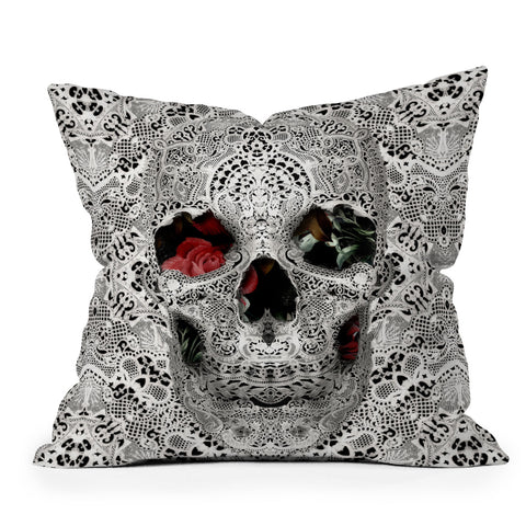 Ali Gulec Light Lace Skull Outdoor Throw Pillow