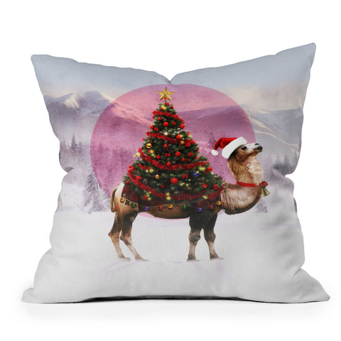 Ali Gulec Santa Camel Outdoor Throw Pillow