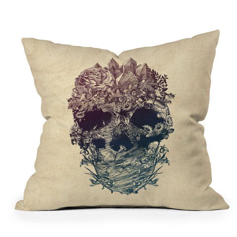 Ali Gulec Skull Floral Outdoor Throw Pillow