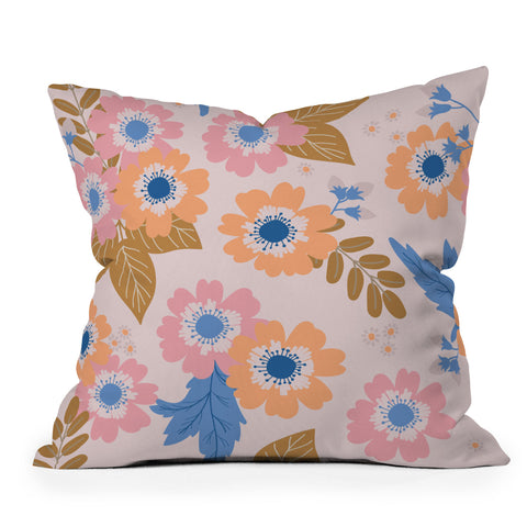 Alice Rebecca Potter Pastel Floral Blooms Outdoor Throw Pillow