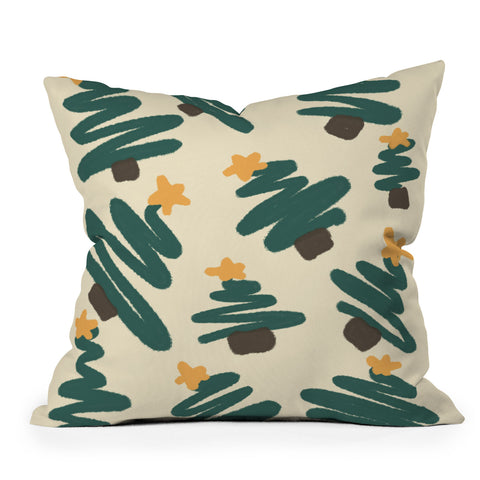 Alilscribble Christmas Forrest Outdoor Throw Pillow