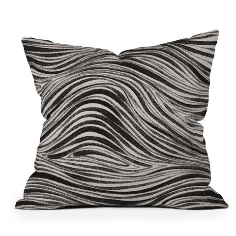 Alisa Galitsyna Black White Irregular Lines Outdoor Throw Pillow