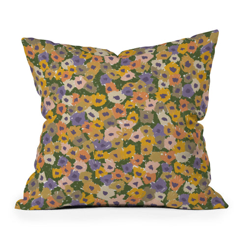Alisa Galitsyna Blooming Garden Green Purple Outdoor Throw Pillow